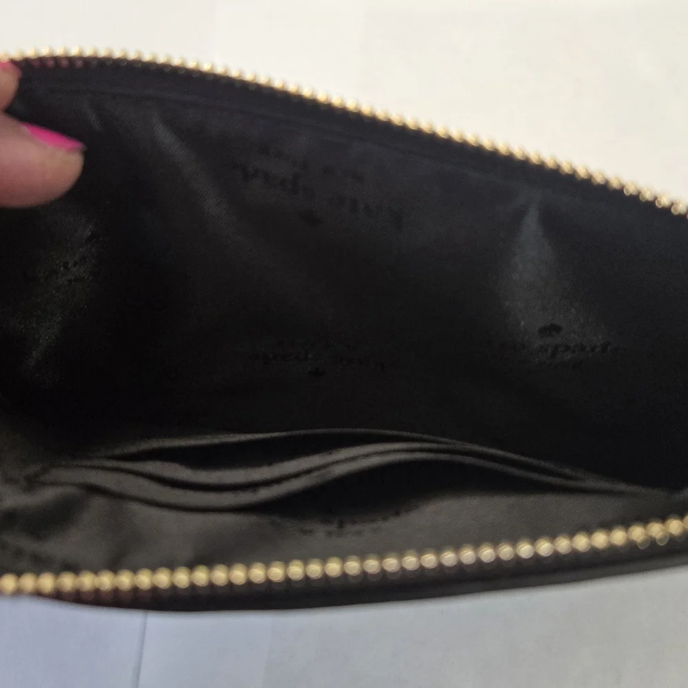 kate spade Glitter Medium L-zip Wristlet Black